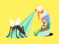 Un mosquito es rociado con insecticida. Aprende cómo fumigar mosquitos de forma efectiva.