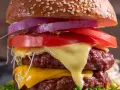 Burger domowy kontra cheeseburger z sieciówki. Podwójna wołowina, ser, pomidor, cebula i kiełki w domowym wydaniu.
