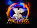 A white dove with outstretched wings hovers over a fiery, cosmic Earth. Text reads "The Power of Pentecost." This image evokes the spiritual significance of Pentecost Sunday.