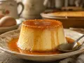 Delicioso flan de huevo casero con caramelo líquido, listo para disfrutar.