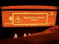 Peugeot 307: komunikat "Depollution system faulty" (usterka układu oczyszczania spalin) na wyświetlaczu.