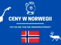 Ceny w Norwegii - czy da się tam nie zbankrutować? Mapa Norwegii, worek pieniędzy, flaga i renifer.