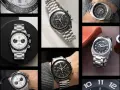 Kolekcja najlepszych zegarków na świecie: Heuer Monaco, Tudor, Omega Speedmaster, Hermès i Cartier.
