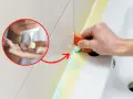 Nakładanie preparatu na dłoń, by dowiedzieć się, czym usunąć silikon. Narzędzie usuwa starą fugę silikonową.