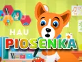 Wesoły piesek zaprasza do świata fajnych piosenek dla dzieci 9-10 lat. Kolorowe literki i zabawki tworzą radosną atmosferę.