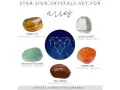 Conjunto de piedras para Aries: Ojo de tigre, cuarzo transparente, aventurina verde, cornalina y jaspe rojo.