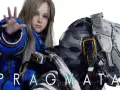 Niña con traje azul y un robot futurista. El título "PRAGMATA" aparece en la imagen.