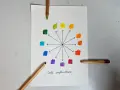 Rueda de colores dibujada a mano con lápices de colores, ideal para pintura al pastel para principiantes.