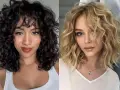 Dos mujeres con media melena ondulada natural. Una con pelo oscuro y rizado, la otra con pelo rubio y ondas suaves.
