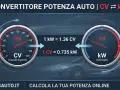 Due tachimetri mostrano la conversione tra CV (Cavalli Vapore) e kW. Uno indica 150 CV, l'altro 110 kW, con le formule di conversione.