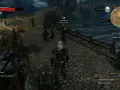 Geralt na moście w Novigradzie, przygotowuje się do lekcji szermierki z Rosą.