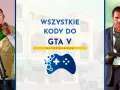 Postać z GTA V z bronią, obok napis "Wszystkie kody do GTA V PC".