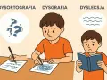 Dzieci zmagają się z dysortografią, dysgrafią i dysleksją. Przykład dysortografii: trudności z pisownią.