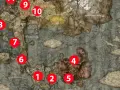 Explora los mapas de Elden Ring, con puntos numerados que señalan ubicaciones clave en Limgrave, Liurnia y Caelid.