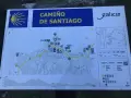 Mapa del Camino de Santiago en Galicia, mostrando la ruta costera y puntos de interés como la guarda Baiona.