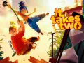 Dos personajes animados, un chico y una chica, se balancean en un diente de león. El título del juego, "It Takes Two", aparece en letras grandes y coloridas.