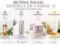 Rutina facial sencilla en 4 pasos: limpieza, sérum, hidratación y protección solar. ¡Cuida tu piel todos los días!