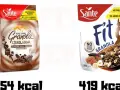 Dwie granole Sante: czekoladowa (454 kcal) i orzechowo-kakaowa (419 kcal). Idealne na zdrowy początek dnia, gdy szukasz domowa granola przepis fit.