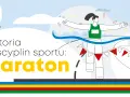 Ilustracja przedstawia biegaczkę przekraczającą metę, symbolizującą legendę o biegu maratońskim.