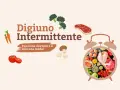 Digiuno intermittente: come funziona? Un orologio pieno di cibi sani, verdure e carne, con carote, broccoli e pomodori sparsi.