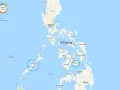 Mapa pokazuje, gdzie leżą Filipiny, z zaznaczonymi miastami jak Manila, Cebu i Palawan.