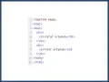 Fragment kodu br html z podstawową strukturą strony: nagłówek h1 i akapit p wewnątrz div.