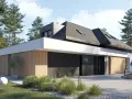 Nowoczesny dom z drewnianymi elementami i grafitowym dachem. Idealny dla ceniących styl i funkcjonalność. Sprawdź system 3e cena m2.