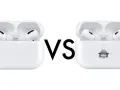 Zwei weiße AirPods Pro Ladecases nebeneinander, getrennt durch ein "VS". Das rechte Case hat ein Safari-Emoji.