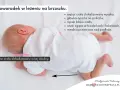 Noworodek na brzuszku. To czas dla brzuszka, gdy ciężar ciała jest wysoko, a nóżki zgięte. Maluch ćwiczy mięśnie.