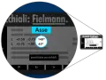 Dettagli di una prescrizione per occhiali Fielmann, con l'asse dell'occhio indicato a 140° e 45°.