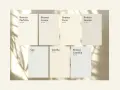 Carta de colores NCS blancos: Branco Perfeito, Creme, Puro, Nuvem, Sea, Vanilla y Camélia.