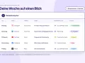 Ein Social-Media-Redaktionsplan für die Woche: Montag bis Freitag sind Posts für Instagram, LinkedIn, YouTube, Facebook und TikTok geplant.