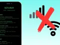 Bitchat App: Offline-Kommunikation mit Bluetooth ohne Internet. Rotes Kreuz über WLAN-Symbol.