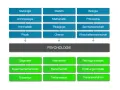 Diagramm zeigt, wie verschiedene Disziplinen wie Soziologie, Medizin und Biologie zur Psychologie beitragen. Darunter sind Anwendungsbereiche wie Diagnostik und Intervention aufgeführt.