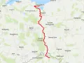 Mapa z zaznaczonym szlakiem rowerowym Odra-Nysa, idealnym do planowania noclegów i podróży.