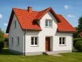 Idealny kolor elewacji do czerwonego dachu i białych okien, który zachwyci