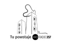 Dwa głośniki połączone kablem, symbolizujące dźwięk i muzykę. Logo RADIO 357.