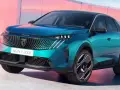 Nowy Peugeot E-3008 w turkusowym kolorze, z nowoczesnym grillem i światłami LED. Sprawdź jego atrakcyjną peugeot 3008 cena.