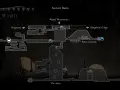 Mapa de Ancient Basin en Hollow Knight, mostrando el camino a Deepnest, Royal Waterways y Kingdom's Edge. Se ven fragmentos de vasija.