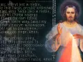 Koronka do Miłosierdzia Bożego: tekst modlitwy "Ojcze nasz" i "Zdrowaś Maryjo" z wizerunkiem Jezusa Miłosiernego.