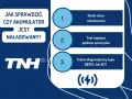 Jak sprawdzić akumulator: dioda stanu, test napięcia, tester diagnostyczny. Logo TNH.
