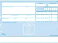 Blaues Privatrezept mit Feldern für Patientendaten, Medikamente und Arztunterschrift.