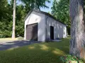 Nowoczesny projekt garażu 35m2 bez pozwolenia, otoczony zielenią. Idealne rozwiązanie dla Twojej posesji.