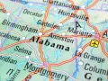Map of Alabama showing cities like Birmingham and Montgomery. Planning a drone flight? Check Alabama drone laws before takeoff.