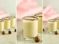 Kremowy likier Monte drink przepis w kieliszkach z orzechami laskowymi i czekoladową posypką.