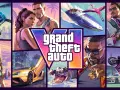 El arte promocional de GTA 6 PC muestra un helicóptero, una pareja, un coche deportivo, un cocodrilo, un hombre con un rifle, un hombre con cadenas y una moto haciendo un caballito.
