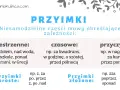 Grafika wyjaśnia, czym jest **przyimek**. Pokazuje przykłady przyimków przestrzennych, czasowych i przyczynowych, a także proste i złożone.