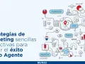 Ilustración de marketing digital para inmobiliarias con globo RE/MAX y elementos gráficos de éxito.