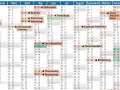 Kalender mit Feiertagen für Ferien in Sachsen-Anhalt. Feiertage wie Ostern, Pfingsten und Allerheiligen sind markiert.