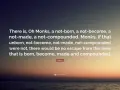 Buddha's profound monk sayings on escaping the cycle of birth and becoming, set against a serene sunset over the ocean.